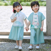 儿童汉服夏装六一儿童合唱古诗，表演服装幼儿园民族中国风唐装园服