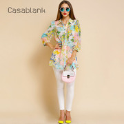 Casablank卡莎布兰卡秋装女印花长款雪纺长袖衬衫C15303009