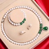 a母亲节天然淡水珍珠，纯银镶绿玉髓项链吊坠，送妈妈婆婆母亲节生日