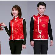 2023年冬季男女唐装棉马甲中式中国风外套背心新年元旦演出服保暖