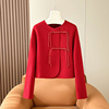 新中式国风双面羊绒大衣女短款春季高级感红色，盘扣羊毛呢外套