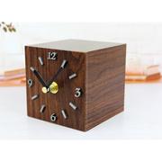 田园欧式复古创意木头方块座钟 卧室办公室摆钟坐钟表 简约静音