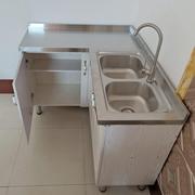 灶台柜水盆简易组合实木不锈钢，厨房橱柜经济型，租房用水池水槽柜子