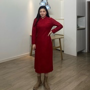 胖MM大码红色新中式改良旗袍连衣裙微胖年轻款气质高端结婚订婚裙