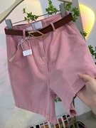 粉色牛仔短裤女2023夏季薄款高腰阔腿五分中裤小个子宽松显瘦热裤