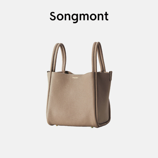 songmont大号菜篮子系列女手拎包头层牛皮设计师单肩手提包