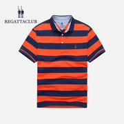 Regatta Club夏季短袖休闲商务POLO衫条纹翻领男士T恤