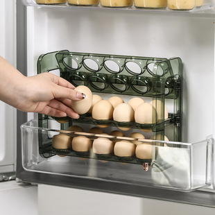 鸡蛋收纳盒冰箱侧门收纳架多层翻转厨房蛋格架托保鲜食品级鸡蛋盒