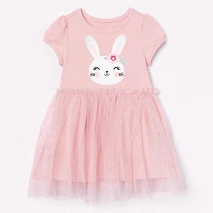 夏款女童连衣裙2022婴幼儿童宝宝纯棉小童粉红色短袖公主裙子