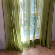 金衢窗帘田园小清新芥末绿色窗纱餐厅卧室橄榄绿色绸缎纱厚重纱帘