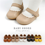 婴儿一周岁皮鞋公主鞋软底，防滑学步鞋可爱婴童鞋，女宝宝魔术贴鞋子