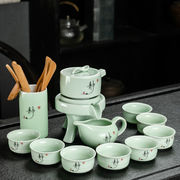 懒人青瓷石磨自动旋转出水功夫茶具套装紫砂整套陶瓷茶壶茶杯