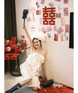 Wedding新中式结婚拍照背景墙小卡片贴纸喜字婚房装饰墙贴贴纸
