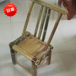 竹椅子靠背椅手工编织藤椅，单人阳台小方凳，竹凳子家用老式休闲矮凳