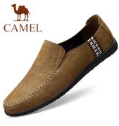 骆驼男鞋夏季镂空手工缝线透气休闲圆头舒适一脚蹬潮流豆豆鞋