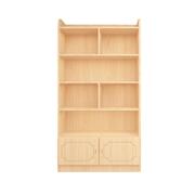 全实木书柜现代简约落地儿童，书架置物架原木松木，带门飘窗多层窄柜