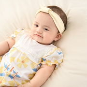 婴儿夏季连体衣薄款女宝宝纯棉衣服外出甜美花边领短袖包屁衣