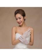 新娘手套袖套韩式婚礼花纹薄纱礼服法式蕾丝网纱赫本手套晚装舞台