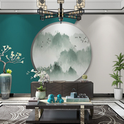 新中式背景墙壁纸客厅大气几何电视墙壁布沙发影视墙山水墙布壁画