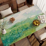 梵高油画风餐桌垫防水防油免洗桌布高级感桌布长方形立体感茶几垫