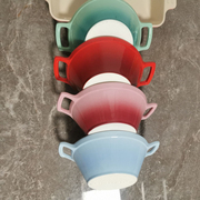 渐变色马卡龙釉下彩加厚双耳汤盆陶瓷餐具家用大碗汤碗面碗洗碗机