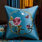 红木沙发抱枕靠垫新中式刺绣枕头中国风靠枕套皮不含芯正方形靠背