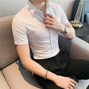 衬衫男短袖韩版商务职业，正装修身型男士白色衬衣，潮流黑色打底衫寸