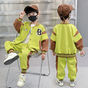 男童棒球服套装春秋款儿童休闲运动两件套宝宝螺纹束脚裤小孩子