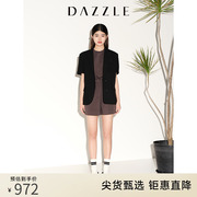 DAZZLE地素奥莱 夏季黑色高级感小众极简短袖西装外套上衣女