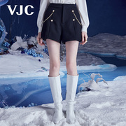vjc威杰思秋冬女装，黑色西装短裙高腰，修身气质通勤短裤