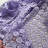 彩色牛奶丝重工紫色小花水溶蕾丝面料立体绣花旗袍半身裙服装布料