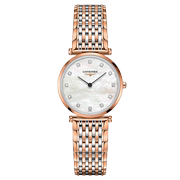 浪琴嘉岚系列超薄手表 玫瑰金镶钻石英女表L4.512.1.97.7