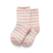 棉花共和国保暖条纹童袜毛巾袜，(0-6月)婴儿，袜童袜可爱棉绒袜一双