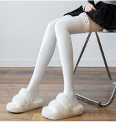 白色过膝袜女秋冬季黑色长筒袜子日系JK大腿袜保暖打底袜套堆堆袜