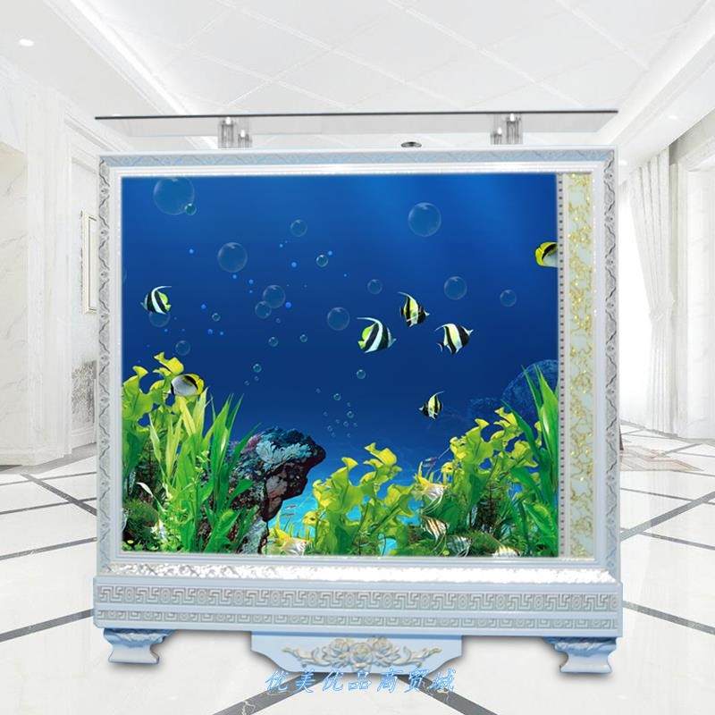欧式相框屏风隔断吧台落地大型客厅家用生态鱼缸水族箱1.2米1.5米