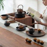 万仟堂陶瓷家用客厅6人功夫窑变茶具套装带茶盘泡茶中式菩提香呆