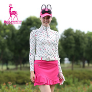 SVG高尔夫女款印花长袖T恤衫弹力英伦风运动球衣时尚帅气打底衫