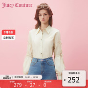 Juicy Couture橘滋2024早春穿搭橘滋杏仁奶露刺绣抽带女衬衫