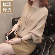 咖啡色针织套头毛衣女士秋冬季韩版宽松打底加厚2023个性时尚