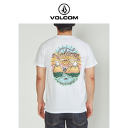 volcom钻石男装户外品牌黑色潮，印花t恤2023夏季男式短袖上衣