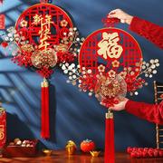 2023兔年元旦新年春节装饰福字，花环挂件中国结过年场景布置客厅门