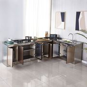 不锈钢厨房橱柜简易灶台柜橱柜一体家用厨房柜组装经济型整体餐柜