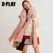 dplay德帕拉冬装年欧美粉色，长款加厚两用针织，毛线围脖女