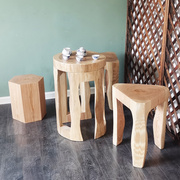 实木茶桌原木阳台喝茶桌椅整套根雕整套简约实木桌子木墩凳子茶盘