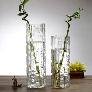 特大号透明玻璃花瓶摆件客厅插花北欧圆柱直筒高款富贵竹家用大号