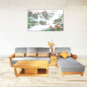 赤金檀木纯实木沙发组合拐角，转角沙发现代客厅，中式实木沙发组合