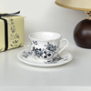 中古风复古拿铁拉花杯法式蓝色，花卉咖啡杯碟套装精致礼盒装花茶杯