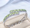 纯天然橄榄石手镯不掉色玉石清新绿轻奢镶嵌带钻女士手链