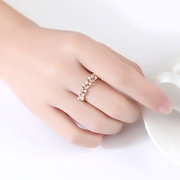珍珠开口女戒铜微镶锆石戒指指环欧美轻奢小众可调节手饰饰品