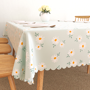 pvc桌布防水防油免洗田园花朵，书桌餐桌台布茶几桌垫ins风长方形